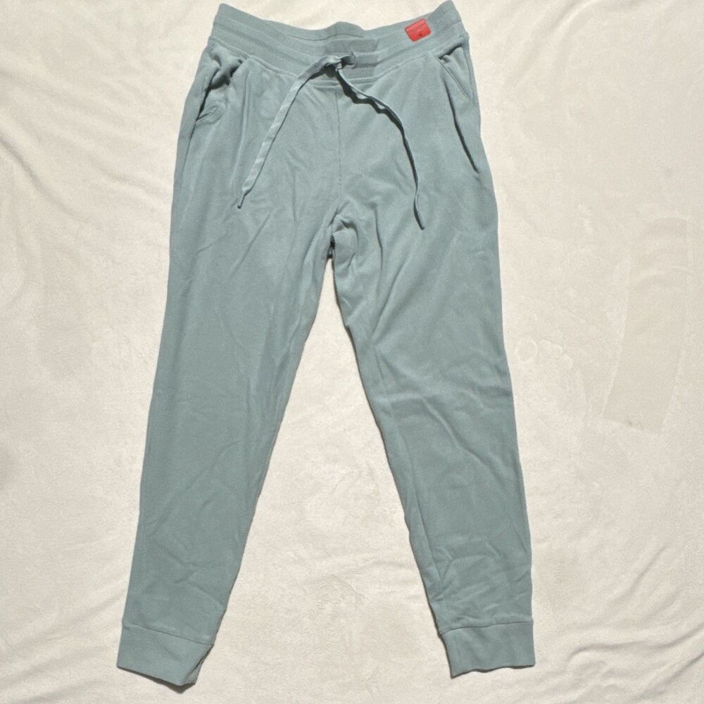 Women’s Blue Solid Jogger Pants M Regular Drawstring Elastic Waist Tapered Leg